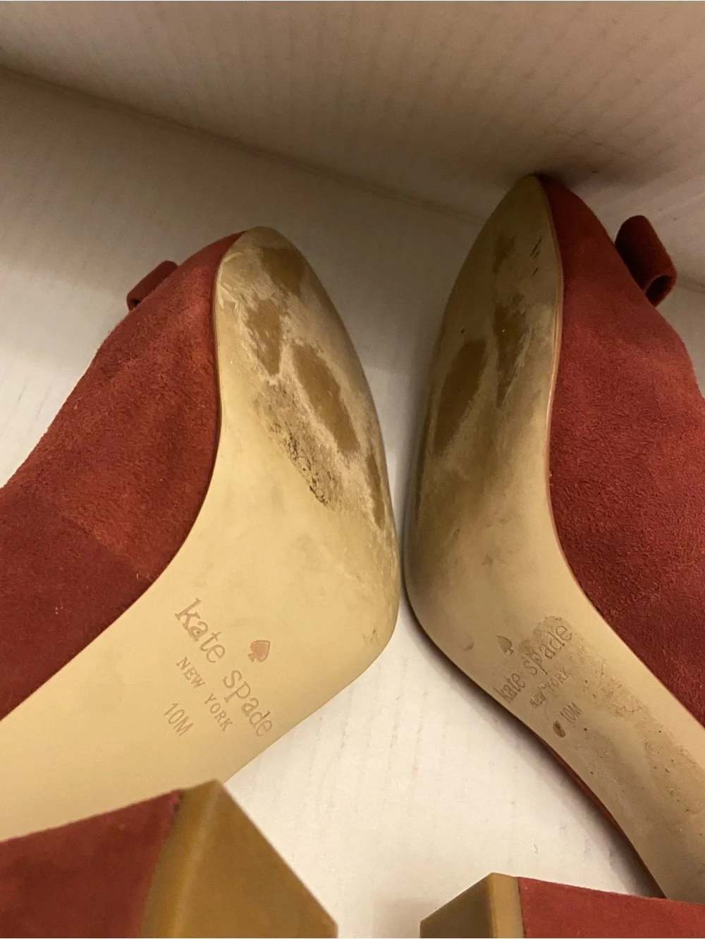 Kate Spade New York Microfiber Suede Woman’s Chunky High Heel Accent Bow Shoes